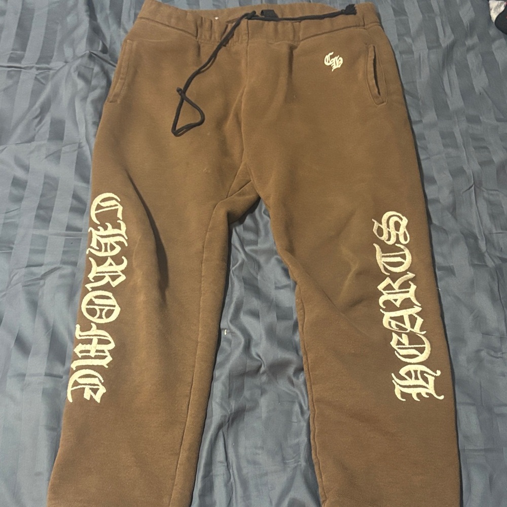 Chrome Hearts Brown Sweatpants with White Logo